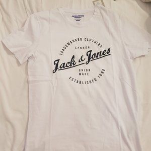 Jack and Jones white and black t-shirt *NEW* (S)